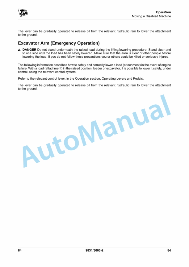 JCB 2DX Backhoe Loader Operator Manual 9831-3600 2 JCB 2DX Backhoe Loader Operator Manual 9831-3600 - Image 2