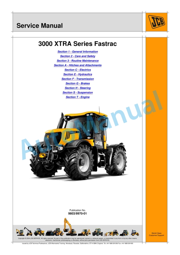 JCB 3000 XTRA Series Fastrac Service Manual 9803-9970