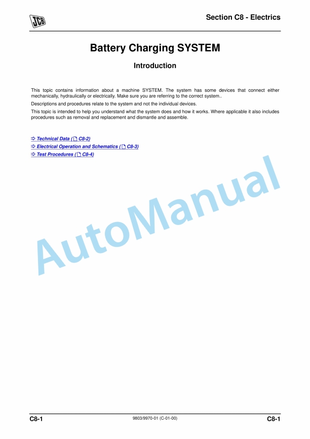 Alternative view of JCB 3000 XTRA Series Fastrac Service Manual 9803-9970