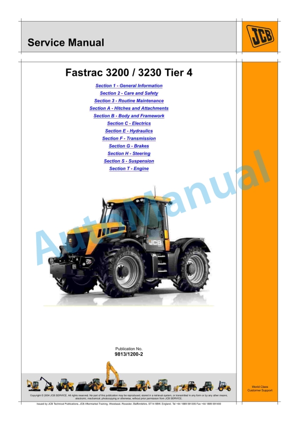 JCB 3200, 3230 Tier 4 Fastrac Service Manual 9813-1200 1 JCB 3200, 3230 Tier 4 Fastrac Service Manual 9813-1200