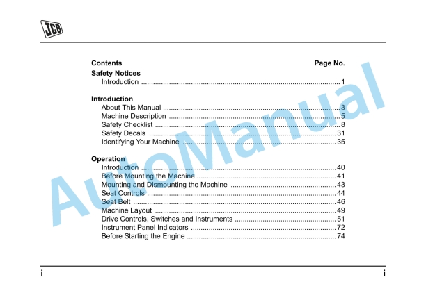 JCB 323 HST, 327 HST Operator Manual 1 JCB 323 HST, 327 HST Operator Manual