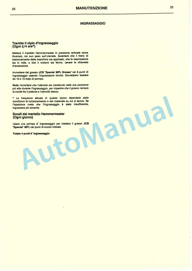 JCB 380 Hammermaster Owners Manual 9800-0062-2