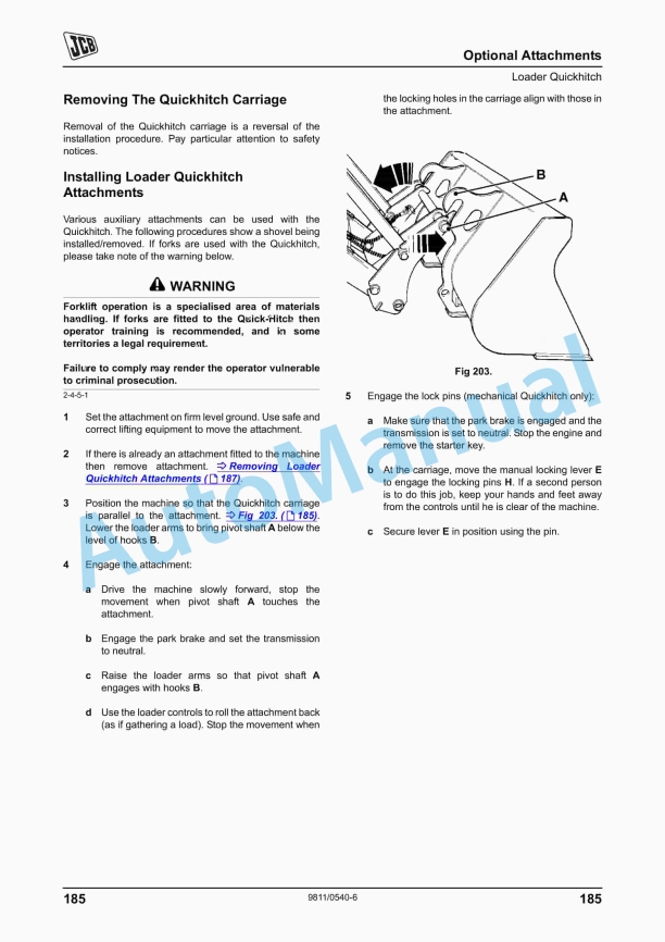 JCB 3CX, 4CX Advanced Precision Control Backhoe Loader Operator Manual 9811-0540 5 JCB 3CX, 4CX Advanced Precision Control Backhoe Loader Operator Manual 9811-0540 - Image 5
