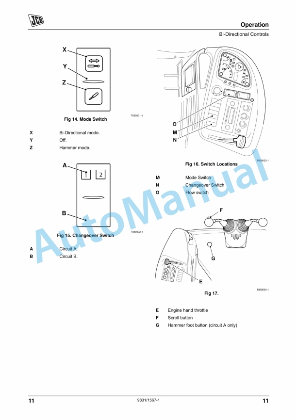 JCB 3CX, 4CX Bi-Directional Specials Operator Manual 9831-1567-1-3