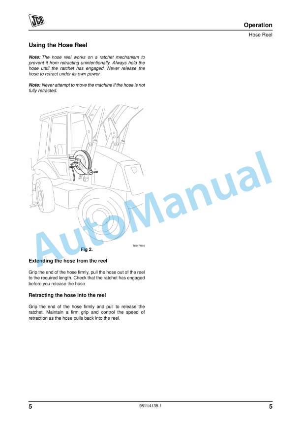JCB 3CX, 4CX Hose Reel Operator Manual 9811-4135 5 JCB 3CX, 4CX Hose Reel Operator Manual 9811-4135 - Image 5
