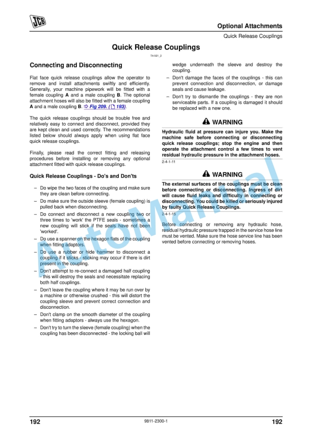 JCB 3CX, 4CX Precision Control Backhoe Loader Operator Manual 9811-2300 5 JCB 3CX, 4CX Precision Control Backhoe Loader Operator Manual 9811-2300 - Image 5