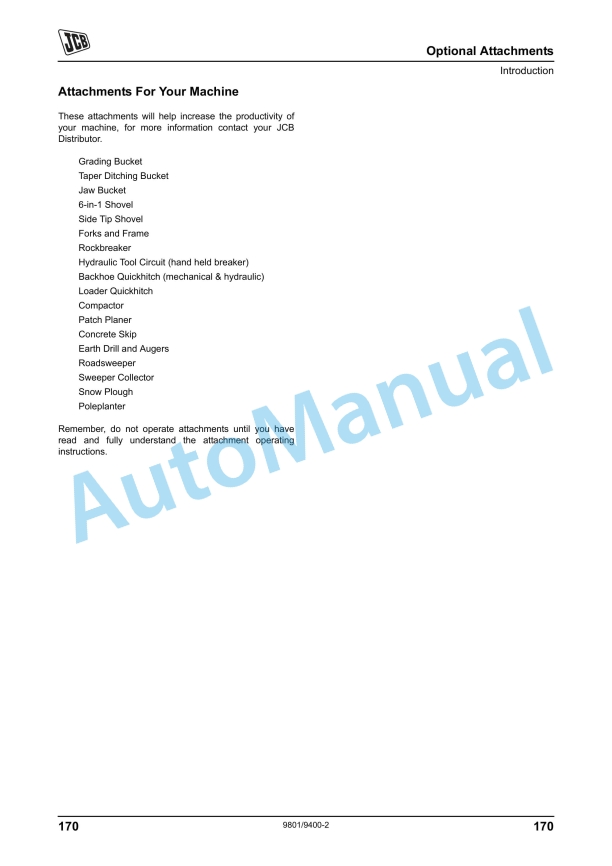 JCB 3CX, 4CX Precision Control Operator Manual 5 JCB 3CX, 4CX Precision Control Operator Manual - Image 5