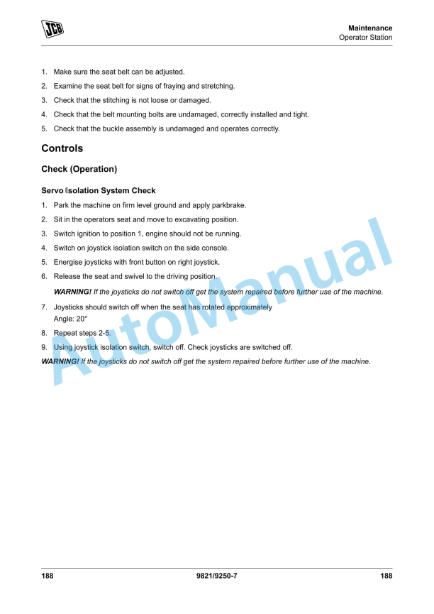 JCB 3CX Backhoe Loader Operator Manual 9821-9250 4 JCB 3CX Backhoe Loader Operator Manual 9821-9250 - Image 4