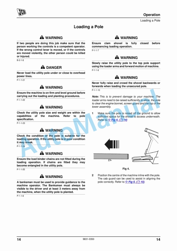 JCB 3CXECO, 3CX, 3DX Super - Pole Master Operator Manual 9831-0350-1 2 JCB 3CXECO, 3CX, 3DX Super - Pole Master Operator Manual 9831-0350-1 - Image 2