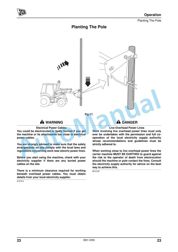JCB 3CXECO, 3CX, 3DX Super - Pole Master Operator Manual 9831-0350-1 4 JCB 3CXECO, 3CX, 3DX Super - Pole Master Operator Manual 9831-0350-1 - Image 4