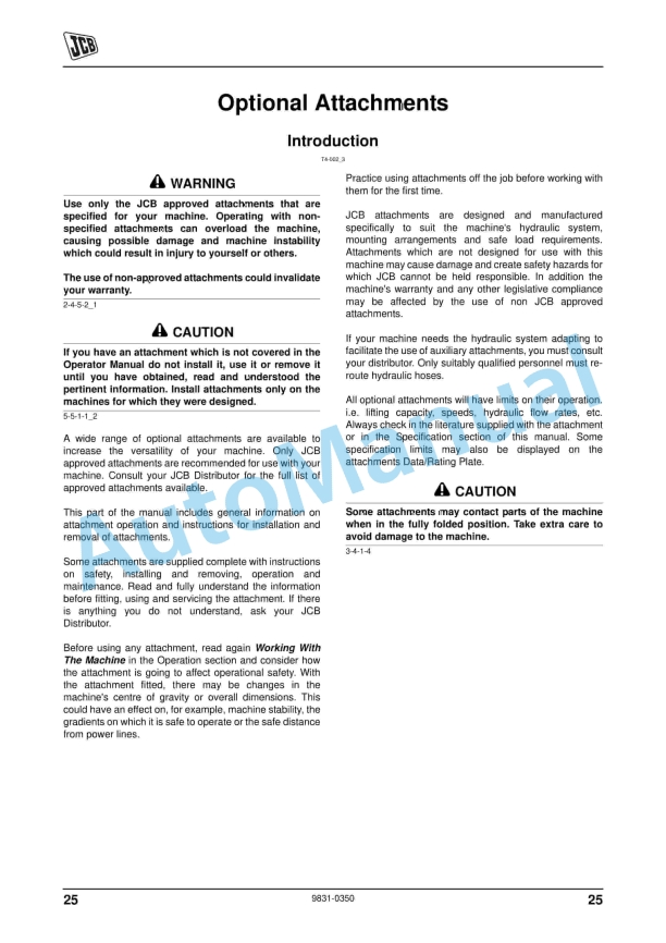 JCB 3CXECO, 3CX, 3DX Super - Pole Master Operator Manual 9831-0350-1 5 JCB 3CXECO, 3CX, 3DX Super - Pole Master Operator Manual 9831-0350-1 - Image 5