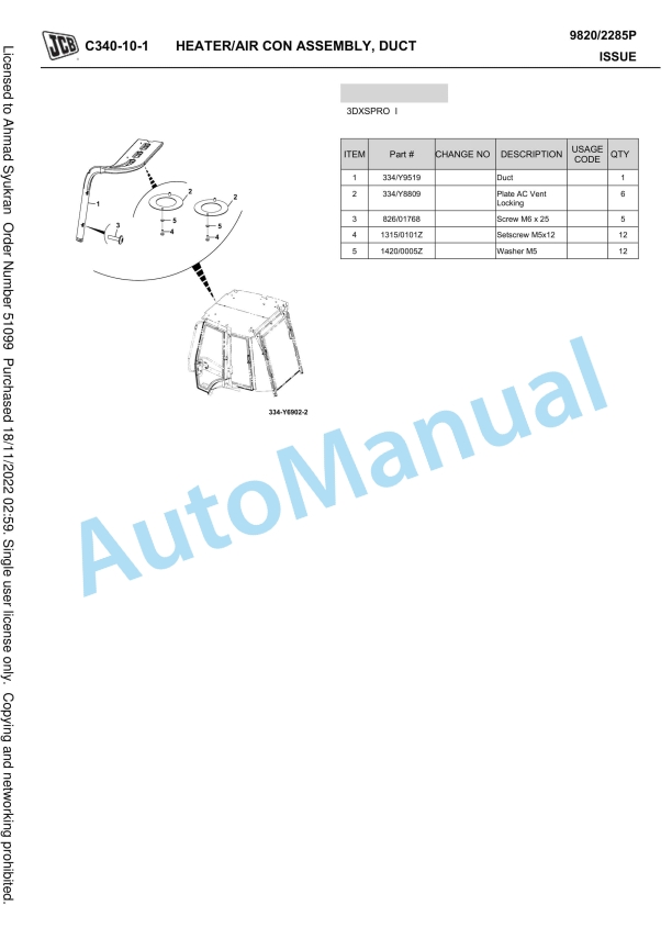 JCB 3DX PRO Export Owner Parts Book 9820-2285P 2 JCB 3DX PRO Export Owner Parts Book 9820-2285P-2