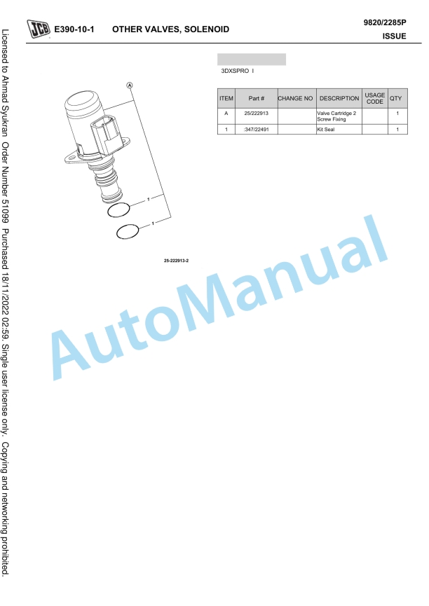 JCB 3DX PRO Export Owner Parts Book 9820-2285P 4 JCB 3DX PRO Export Owner Parts Book 9820-2285P-4