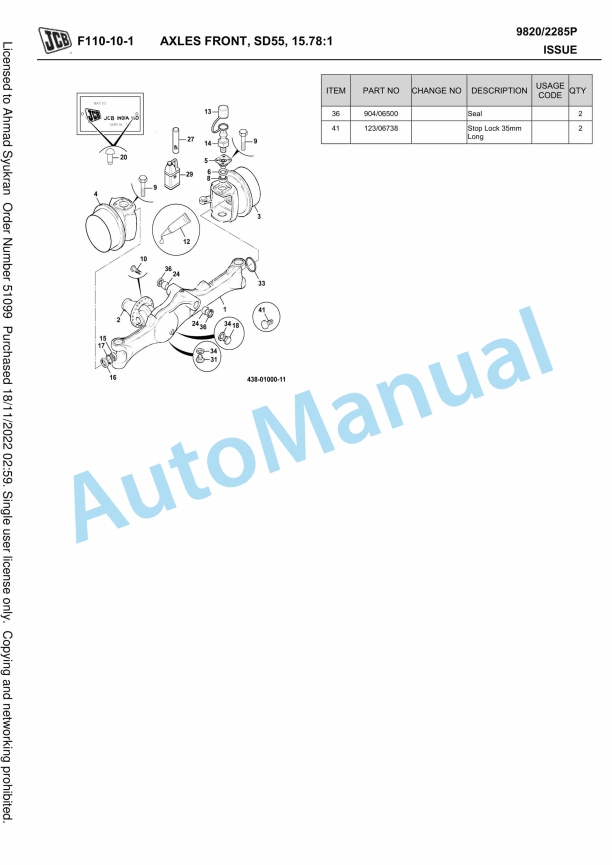 JCB 3DX PRO Export Owner Parts Book 9820-2285P 5 JCB 3DX PRO Export Owner Parts Book 9820-2285P-5