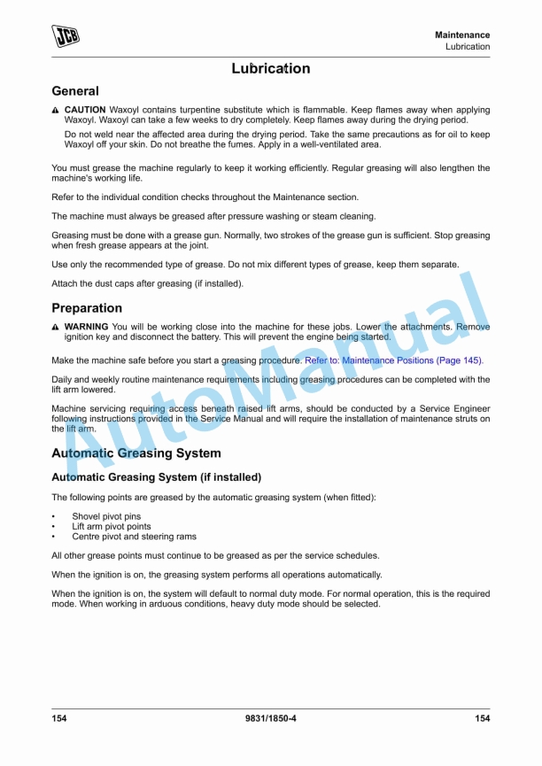 JCB 411HT, 413S, 417HT Loader Operator Manual 9831-1850 3 JCB 411HT, 413S, 417HT Loader Operator Manual 9831-1850 - Image 3