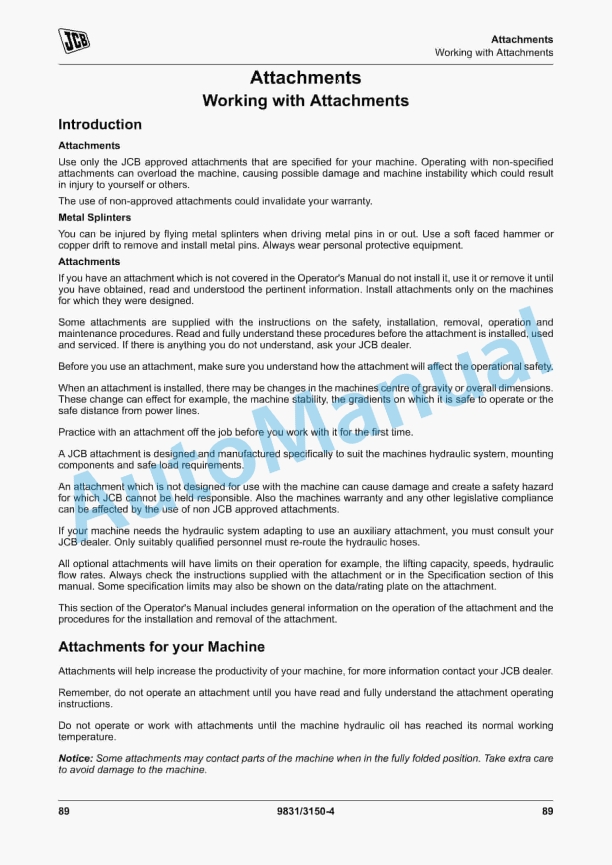 JCB 422ZX Loader Operator Manual 9831-3150 2 JCB 422ZX Loader Operator Manual 9831-3150 - Image 2