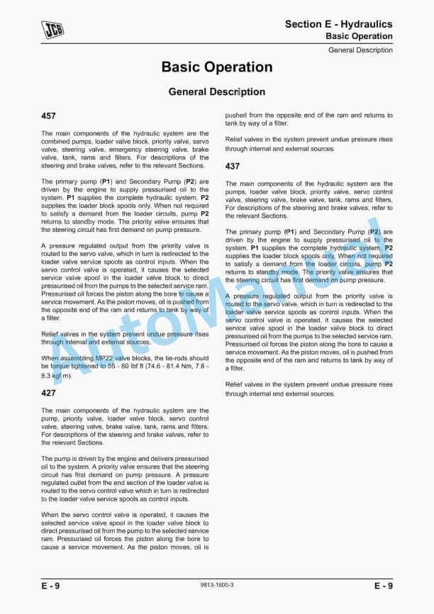 JCB 427, 437, 457 Wheeled Loading Shovel Service Manual 9813-1600 2 JCB 427, 437, 457 Wheeled Loading Shovel Service Manual 9813-1600 - Image 2