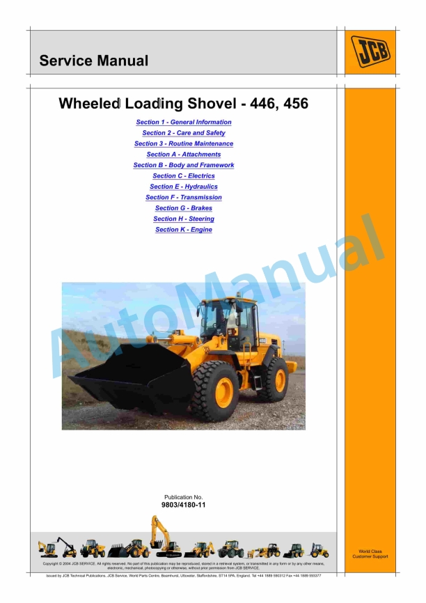 JCB 446, 456 Wheeled Loading Shovel Service Manual 9803-4180 1 JCB 446, 456 Wheeled Loading Shovel Service Manual 9803-4180