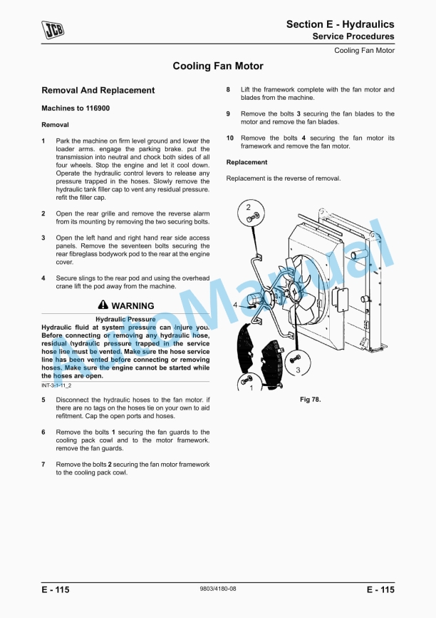JCB 446, 456 Wheeled Loading Shovel Service Manual 9803-4180 3 JCB 446, 456 Wheeled Loading Shovel Service Manual 9803-4180 - Image 3