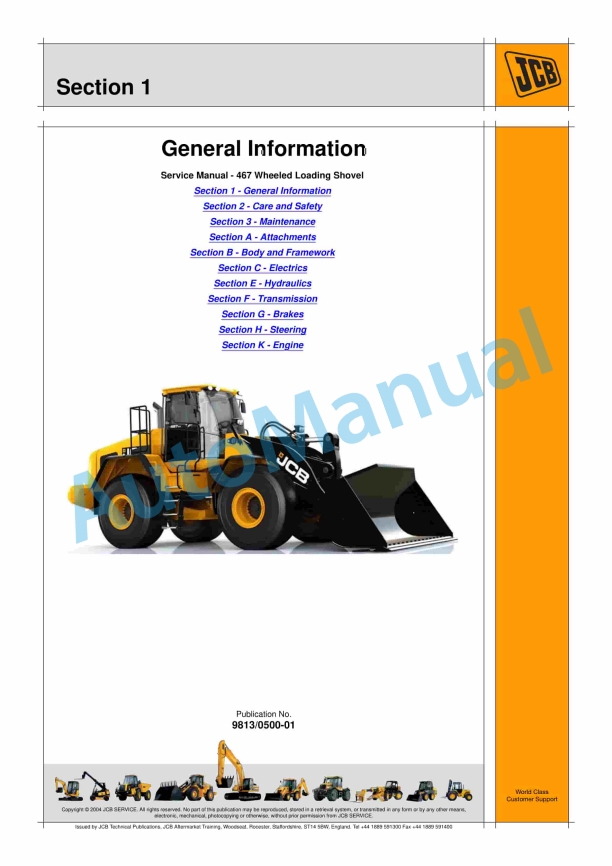 JCB 467 Wheeled Loading Shovel Service Manual 9813-0500 1 JCB 467 Wheeled Loading Shovel Service Manual 9813-0500