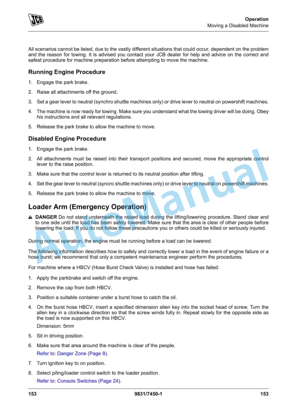 JCB 4CX Pilingmaster Operator Manual 9831-7450 2 JCB 4CX Pilingmaster Operator Manual 9831-7450 - Image 2