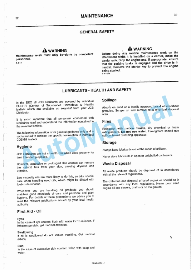 JCB 500 Hammermaster Owners Manual 980-84034-3