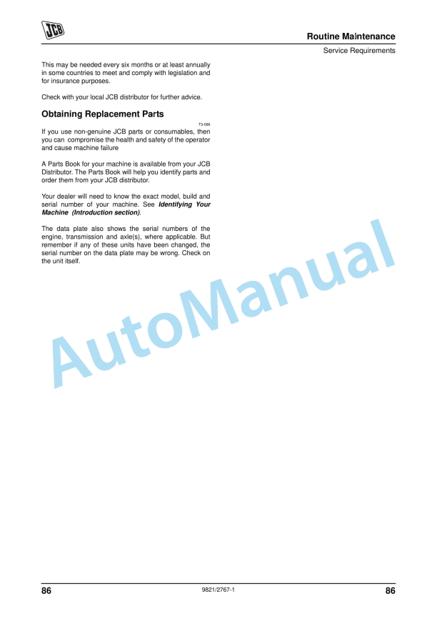 JCB 520-50 Loadall Operator Manual 9821-2767 2 JCB 520-50 Loadall Operator Manual 9821-2767 - Image 2