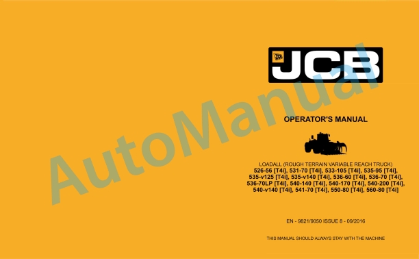 JCB 526-56 (T4i) to 560-80 (T4i) Operator Manual 9821-9050 1 JCB 526-56 (T4i) to 560-80 (T4i) Operator Manual 9821-9050