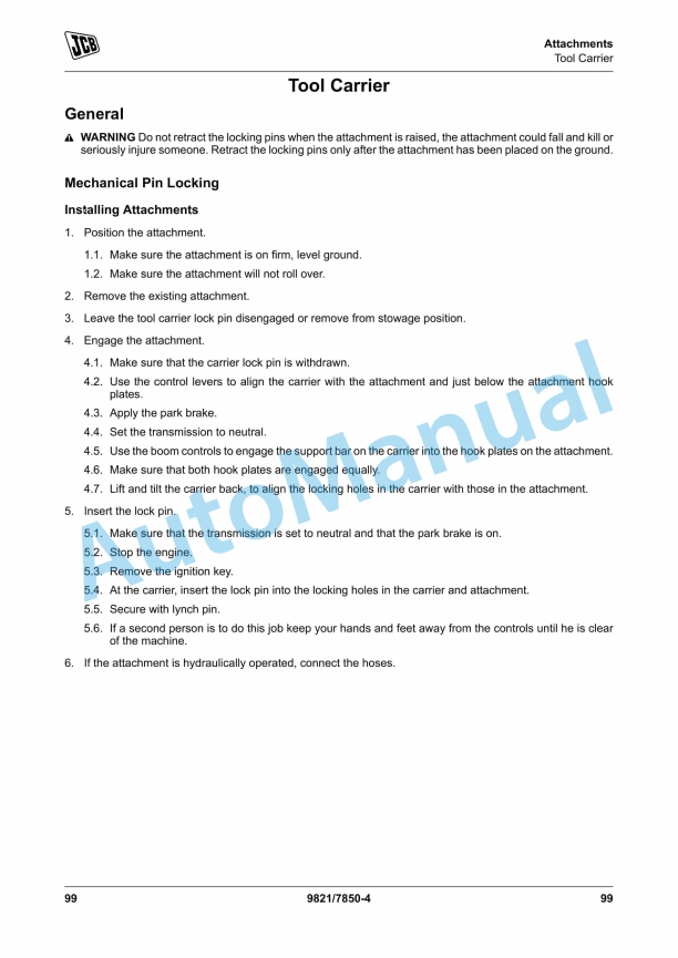 JCB 530-110, 530-70 Loadall Operator Manual 9821-7850 2 JCB 530-110, 530-70 Loadall Operator Manual 9821-7850 - Image 2