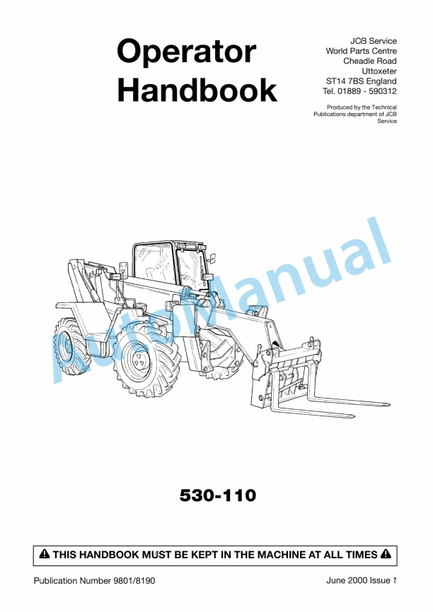 JCB 530-110 Operator Handbook 9801-8190 1 JCB 530-110 Operator Handbook 9801-8190