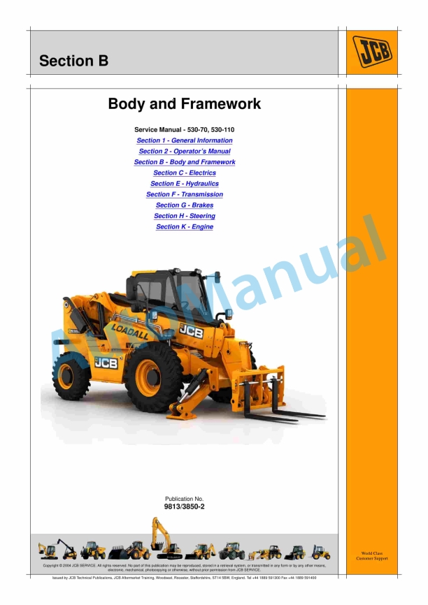 JCB 530-70, 530-110 Service Manual 9813-3850 2 JCB 530-70, 530-110 Service Manual 9813-3850 - Image 2
