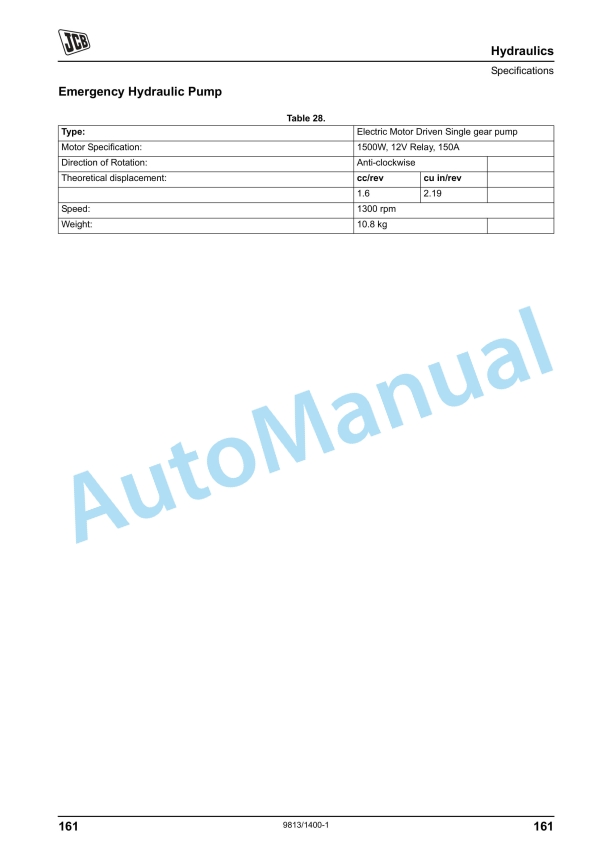 JCB 535-125 HiViz, 535-140 HiViz Personnel Platform Service Manual 9813-1400-5