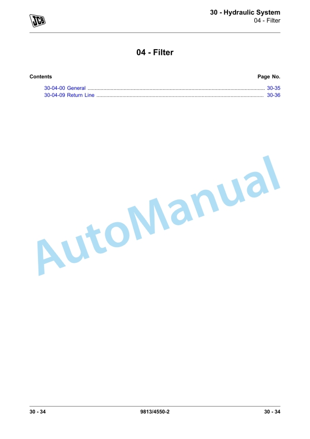 JCB 65R-1 Excavator Service Manual 9813-4550 2 JCB 65R-1 Excavator Service Manual 9813-4550 - Image 2