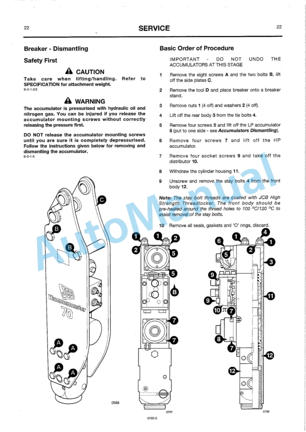 JCB 70 Hammermaster Owners Manual 9801-0160-4