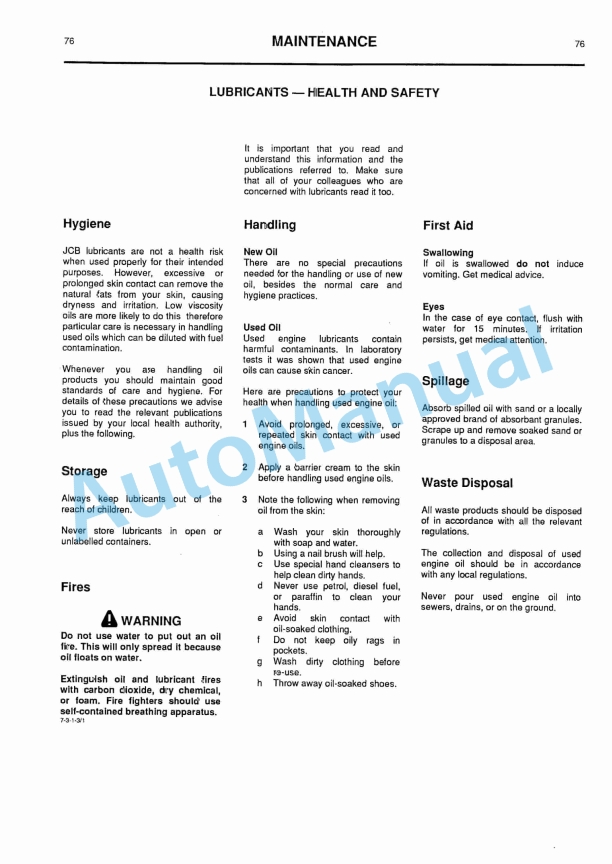 JCB 712, 716 Articulated Dump Truck Operator Handbook 9801-7140-2
