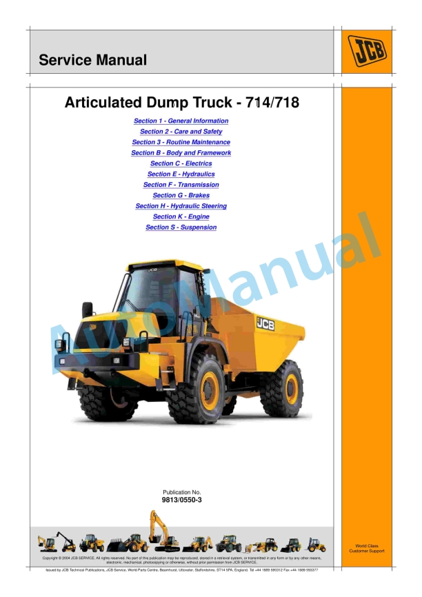 JCB 714, 718 Articulated Dump Truck Service Manual 9813-0550