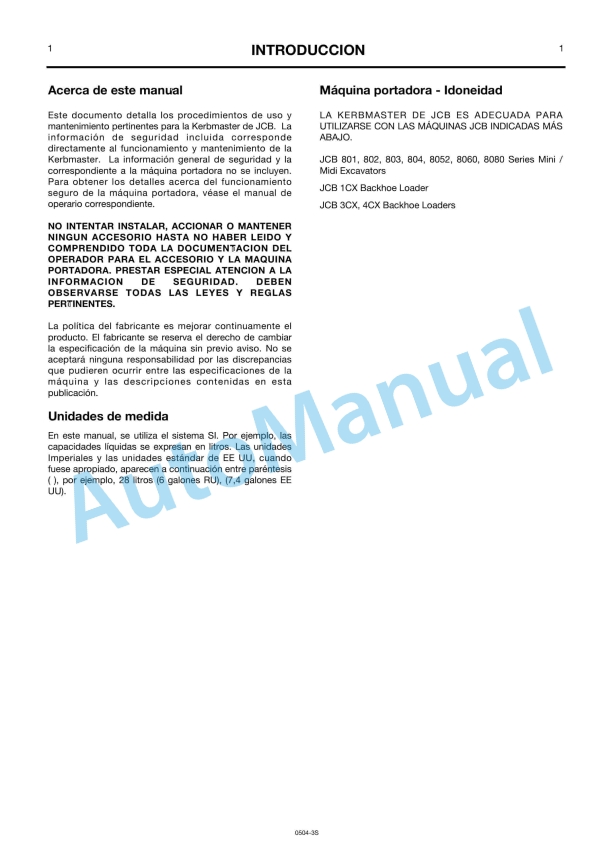 JCB 801.5, 801.6, 801.8, 802 Kerbmaster Owners Manual 9814-0504 4 JCB 801.5, 801.6, 801.8, 802 Kerbmaster Owners Manual 9814-0504 - Image 4