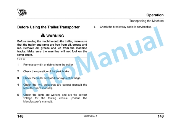JCB 8018 CTS Operator Manual 9821-2850 2 JCB 8018 CTS Operator Manual 9821-2850 - Image 2