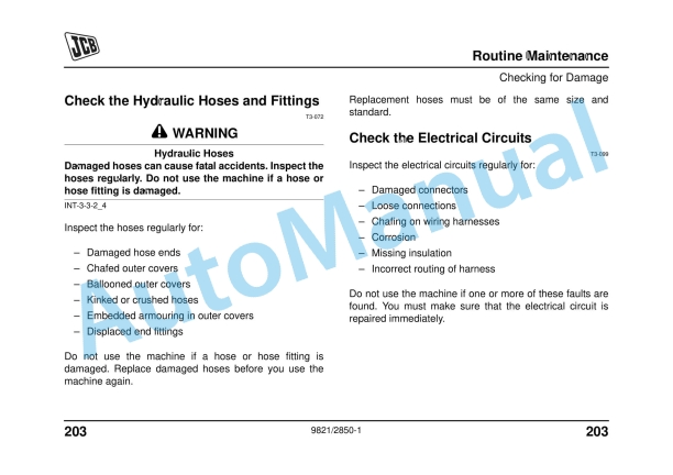 JCB 8018 CTS Operator Manual 9821-2850 3 JCB 8018 CTS Operator Manual 9821-2850 - Image 3