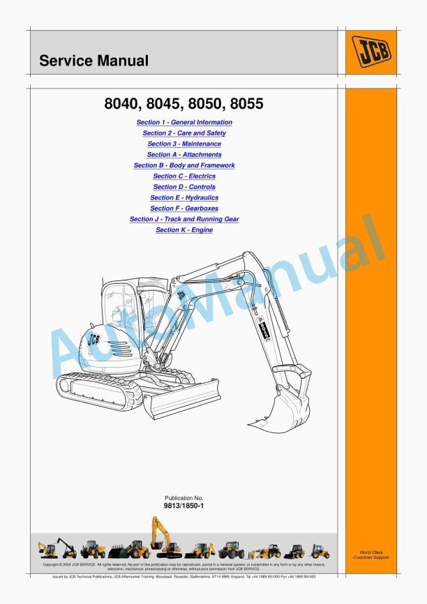 JCB 8040, 8045, 8050, 8055 Service Manual 9813-1850