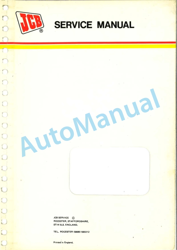 JCB 805, 805B, 806B, 807B, 808 Service Manual 9803-3150