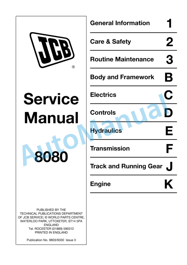 JCB 8080 Service Manual 9803-9330
