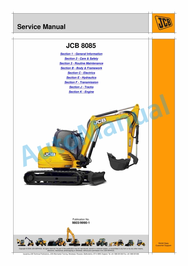 JCB 8085 Service Manual 9803-9990