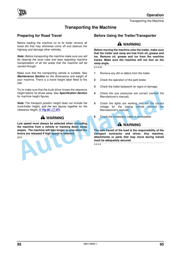 JCB 8085 ZTS Operator Manual 9821-6950 2 JCB 8085 ZTS Operator Manual 9821-6950 - Image 2