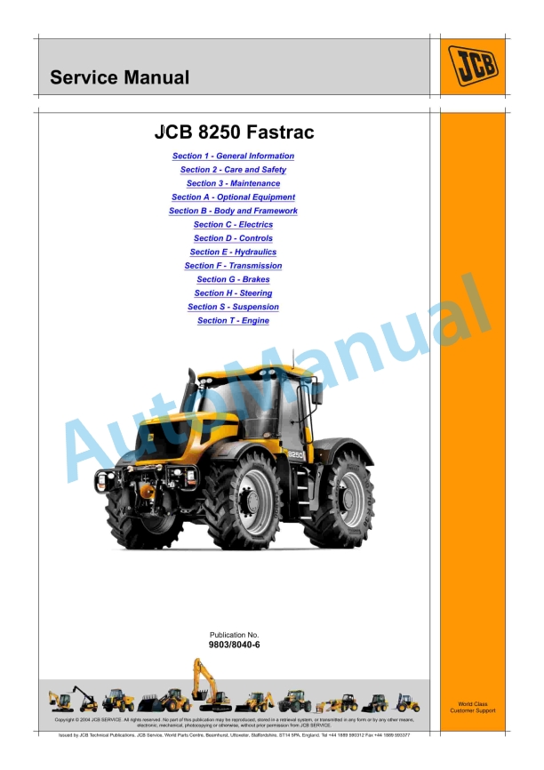JCB 8250 Fastrac Service Manual 9803-8040