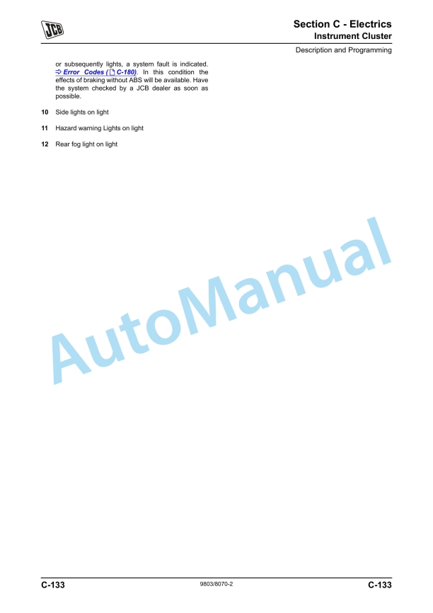 Alternative view of JCB 8250 Fastrac Service Manual 9803-8070