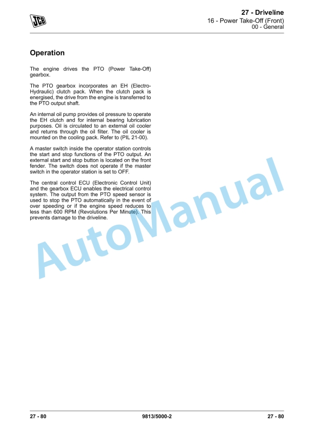 Alternative view of JCB 8290, 8330 Fastrac Service Manual 9813-5000