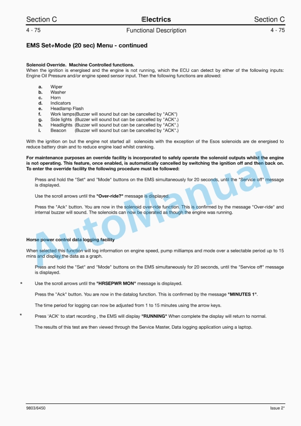 Alternative view of JCB AMS JS Machines Service Manual 9803-6450