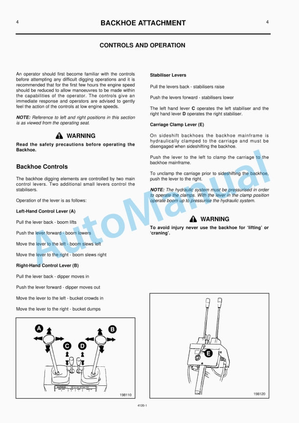 JCB Backhoe Attachment Owners Manual 9801-4120-2