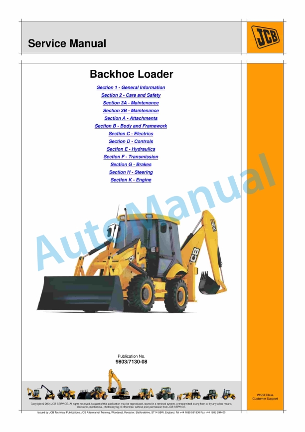 JCB Backhoe Loader Service Manual 9803-7130